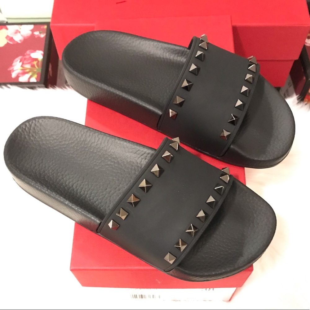 Valentino Rockstud Slides Sandals 100% AUTHENTIC